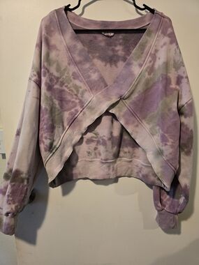 POL Oversized Tie-Dye Wrap Sweatshirt